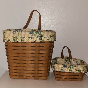 Longaberger Woven Basket with Floral Lining